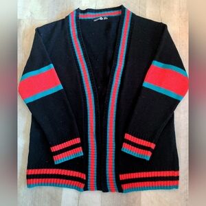 Boohoo Black Open Cardigan With Contrast Stripes Size 20
